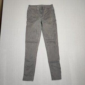 American Eagle Jeggings women's size 6 long grey colour mid-rise skinny stretch